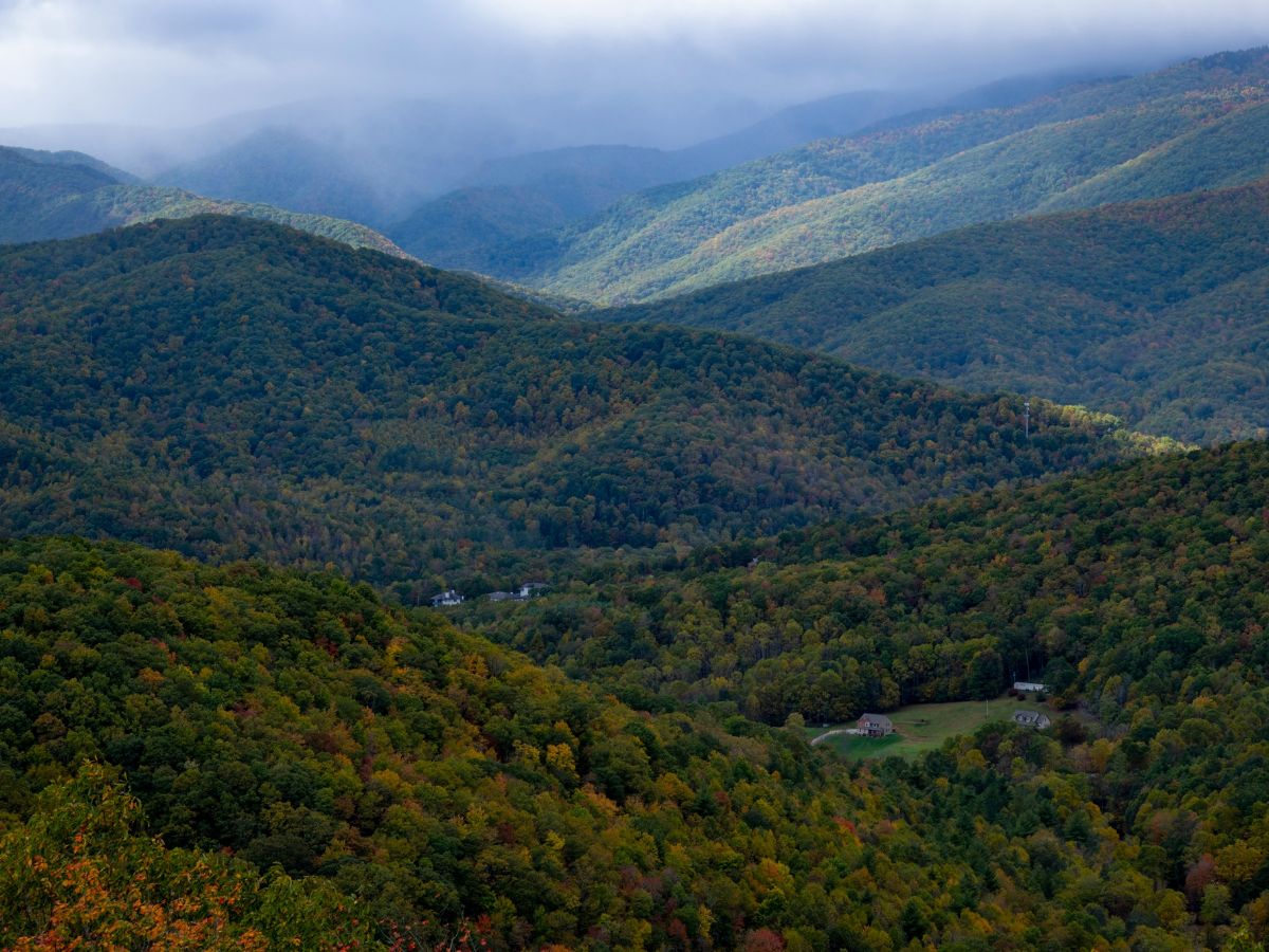 Overlook with layered mountains